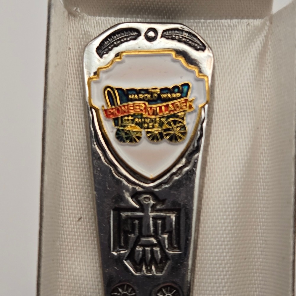 Harold Warp Pioneer Village Souvenir Spoon Nebraska Thunderbird Vintage Travel